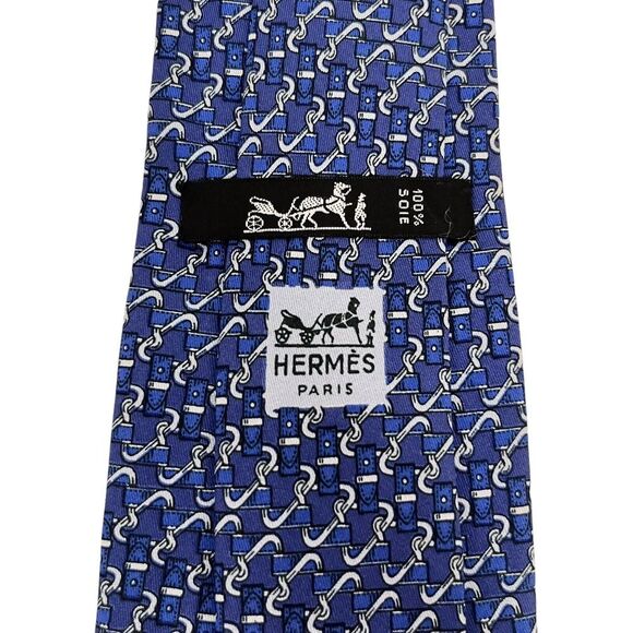 Hermes Accessories Hermes Mens Tie Equestrian Belts Navy Blue Satin